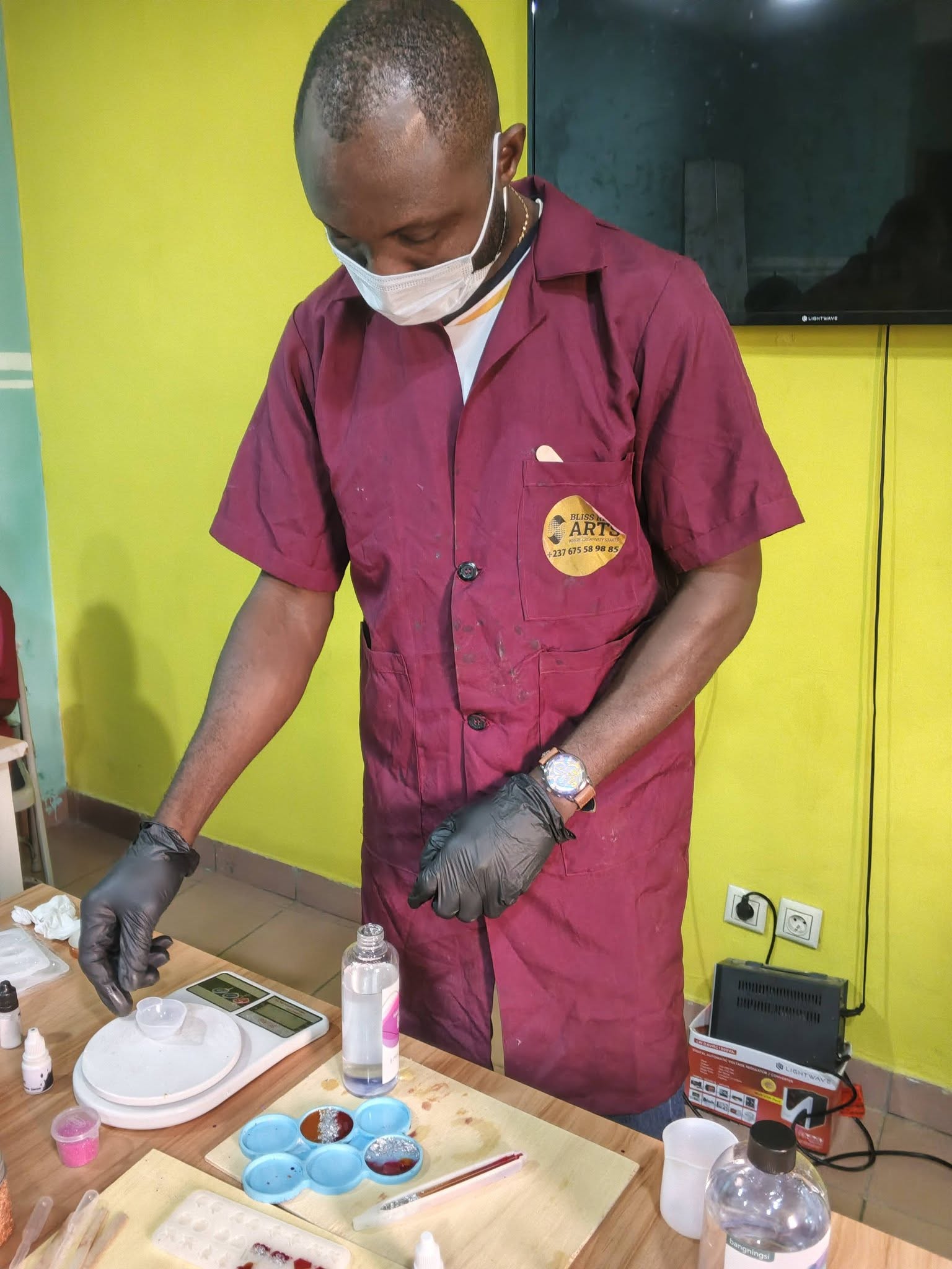 Trainer demonstrating resin